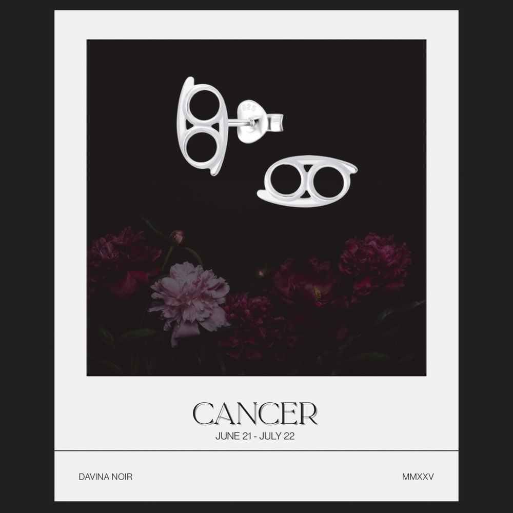 Cancer Zodiac 925 Sterling Silver Tiny Earrings